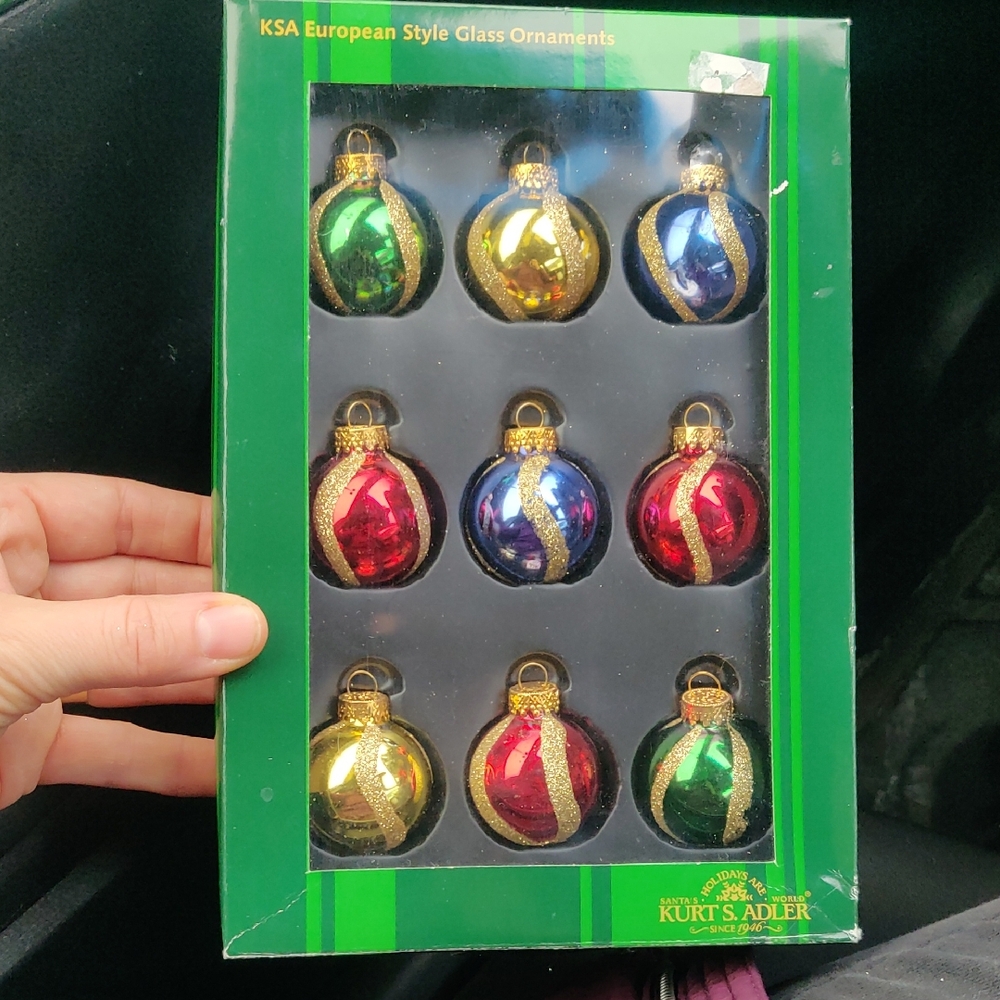 Kurt S. Adler, Vintage European Style Glass Mini Ornaments, Burgundy, Hunter Y2k